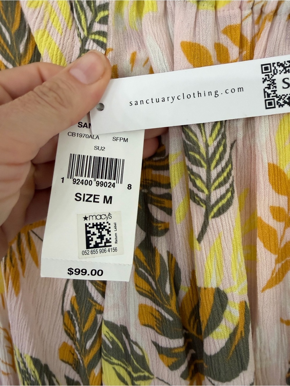 New with Tag Sanctuary Women’s Medium Pink Yellow botanical Boho Peasant Blouse - Picture 3 of 7